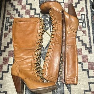 Seychelles Brown Leather Lace-Up Boots